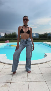 Bigall Denim “DIVA” Invidiose Light Blue/Glitter Pink