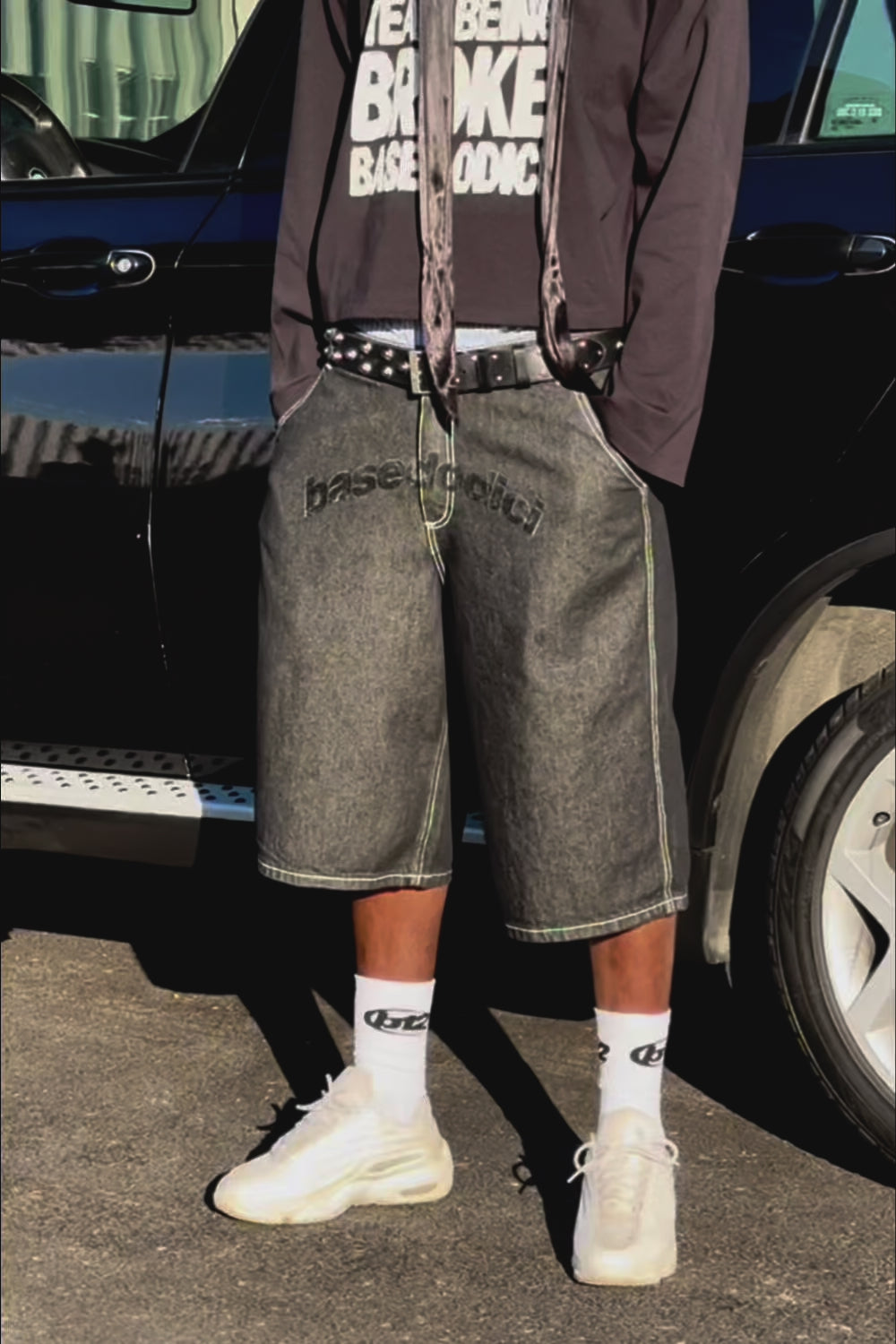 Jorts “CRUEL SEASON” Front Logo Raw Black