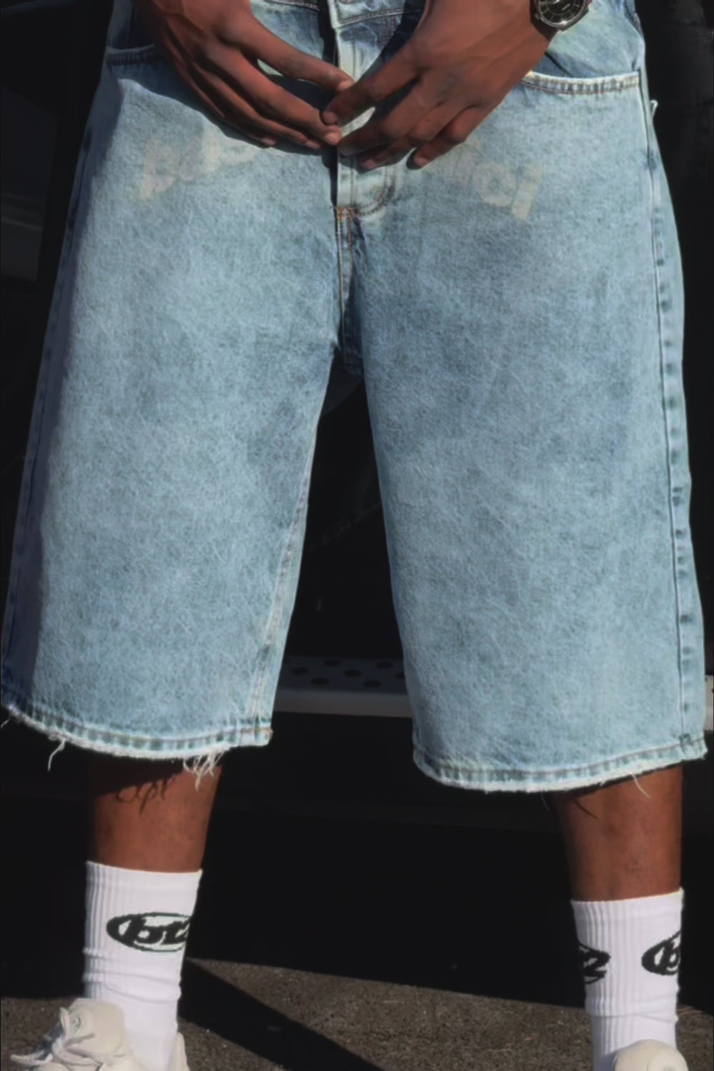 Jorts “CRUEL SEASON” Front Logo Bleached Blue
