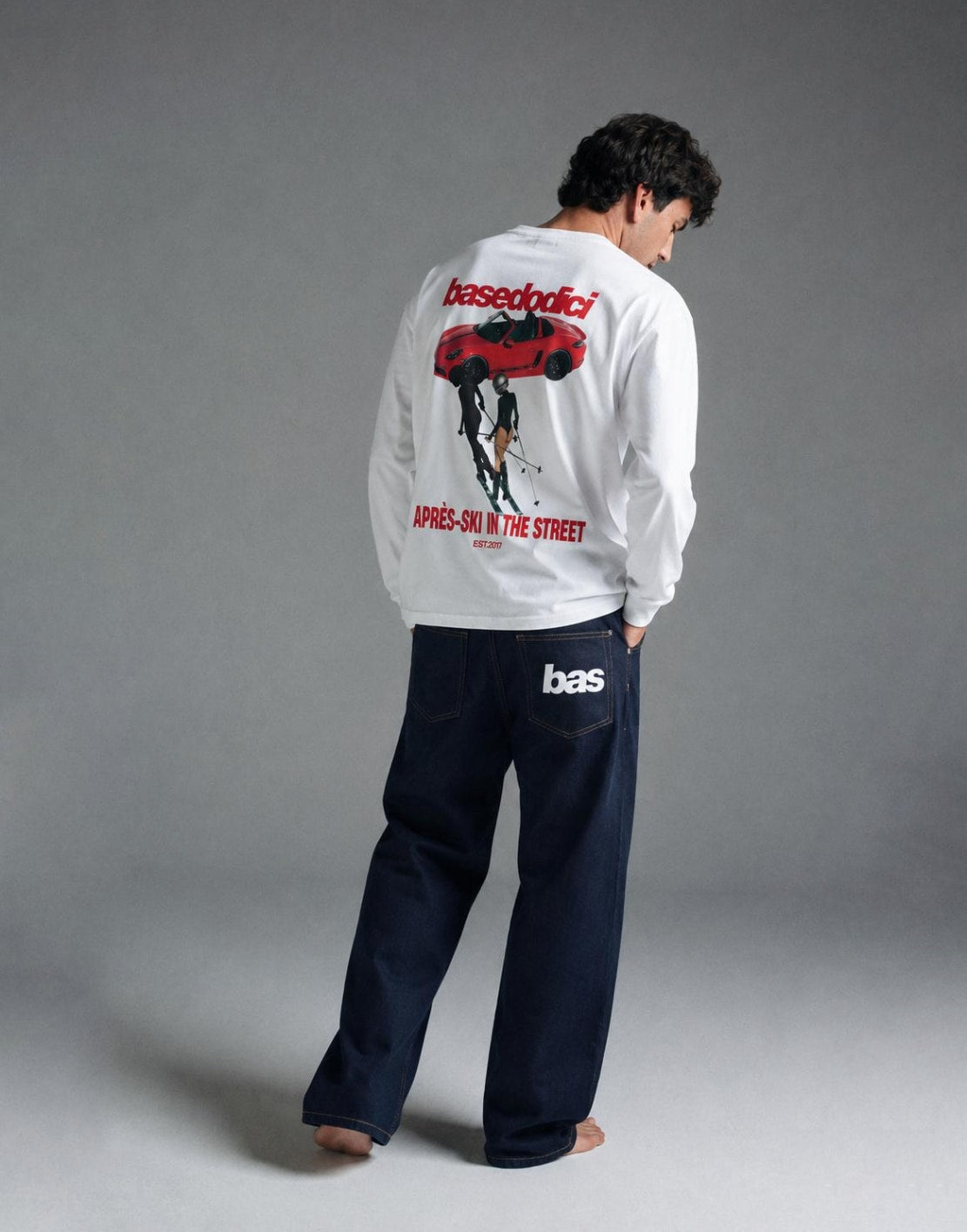BAS logo Pants Raw indossato retro