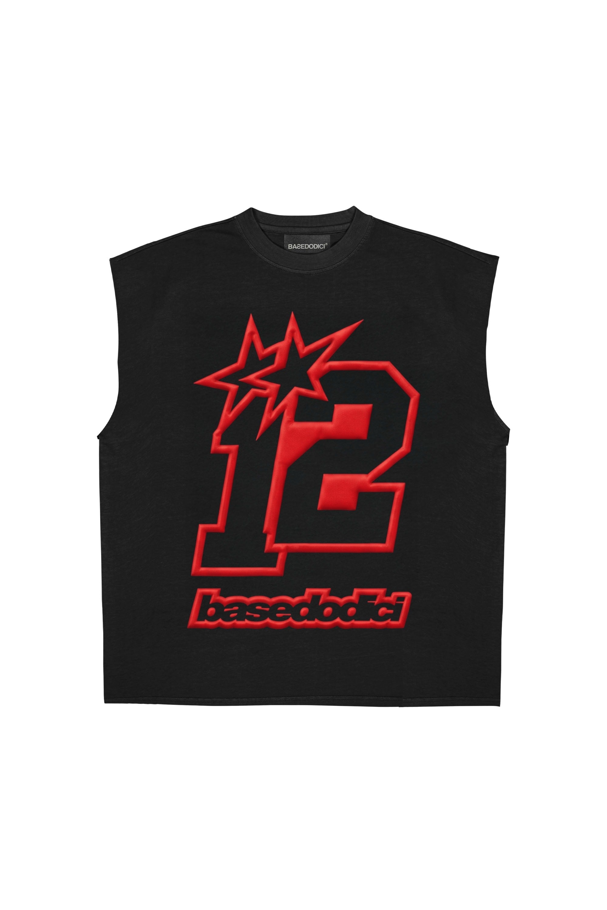Tank 4PLAYERS FrontLogo 12 Black/RedPuffy dettaglio