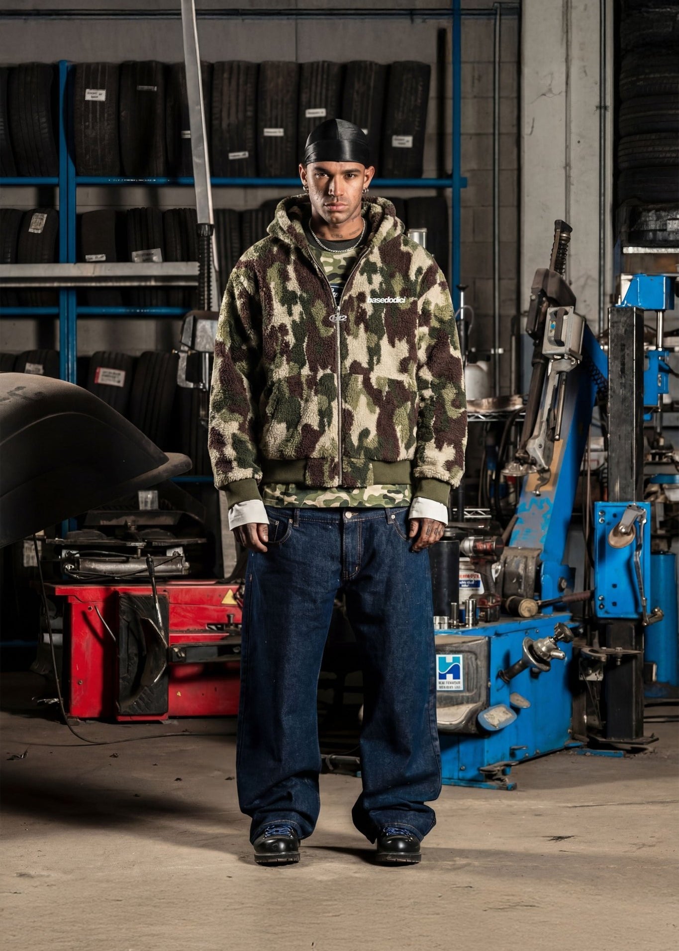 Sherpa Zip Jacket "DETROIT" Camo Green - BASEDODICI®