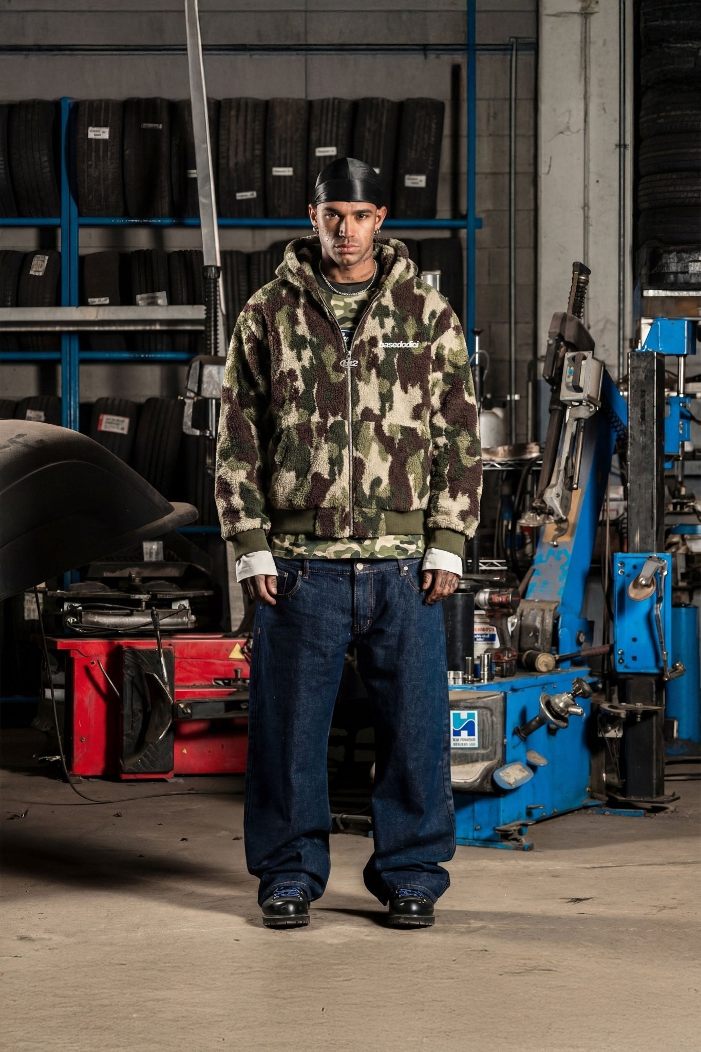 Sherpa Zip Jacket "DETROIT" Camo Green - BASEDODICI®