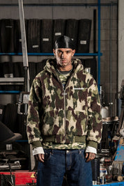 Sherpa Zip Jacket "DETROIT" Camo Green - BASEDODICI®