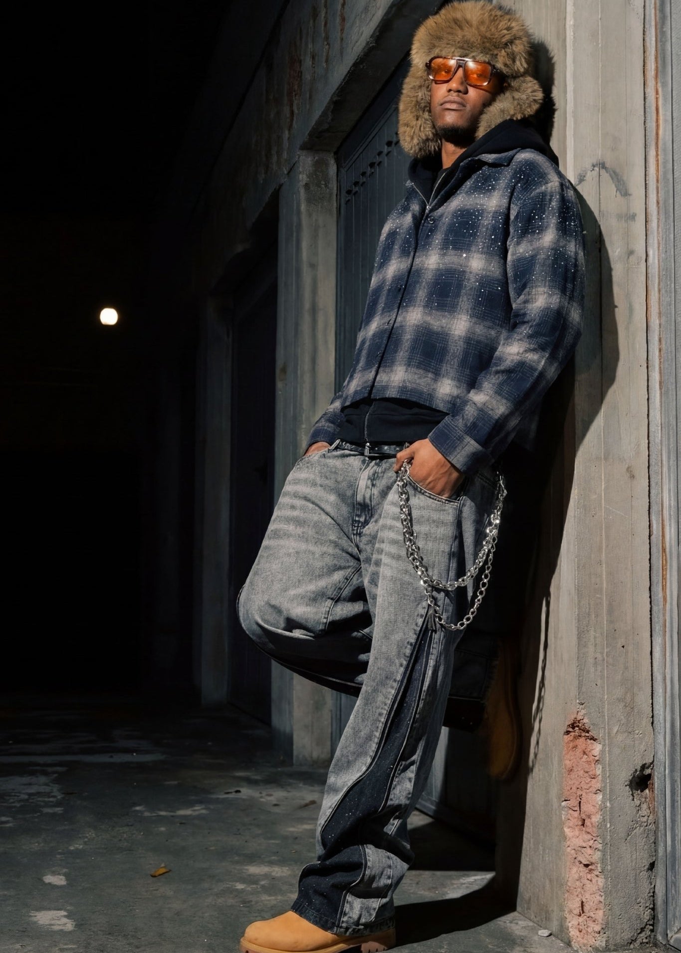 Side Zip Denim "RUDE DIAMOND" Rhinestones Stone Washed - BASEDODICI®
