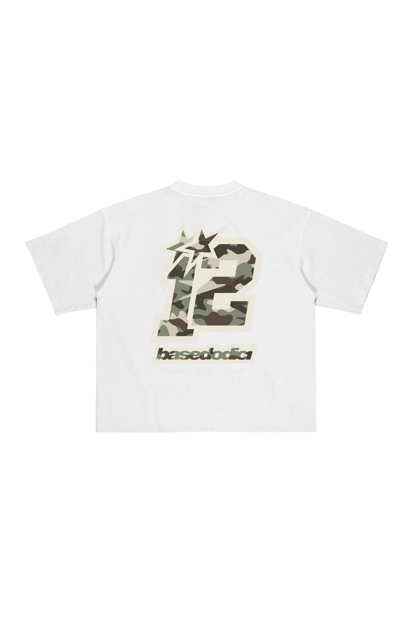 T-Shirt "4PLAYERS" Back 12 White/CamoGreen - BASEDODICI®