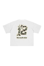 T-Shirt "4PLAYERS" Back 12 White/CamoGreen - BASEDODICI®
