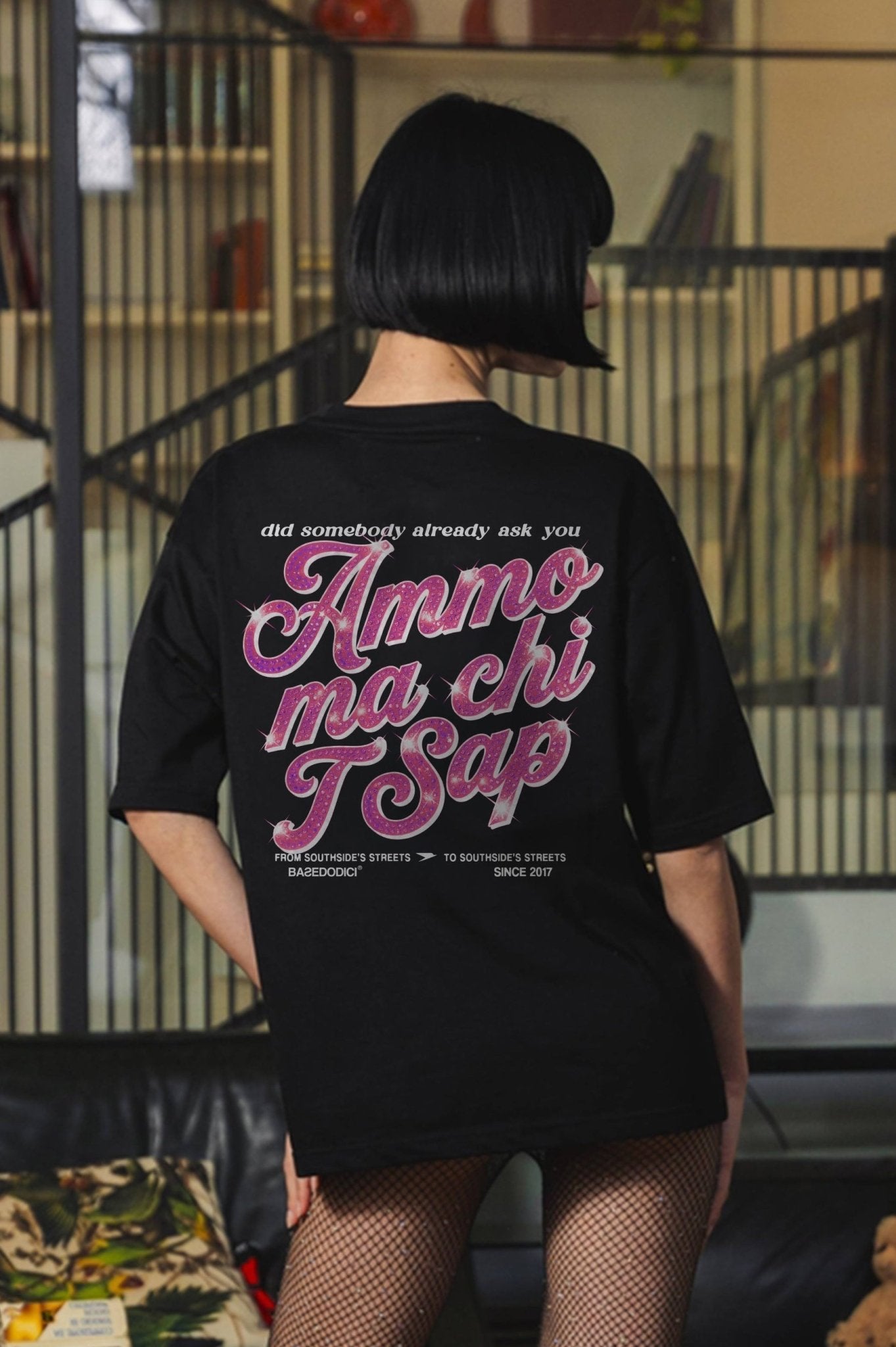 T-Shirt "AMMO" CHI'T'SAP Black/GlitterPinkItalic - BASEDODICI®