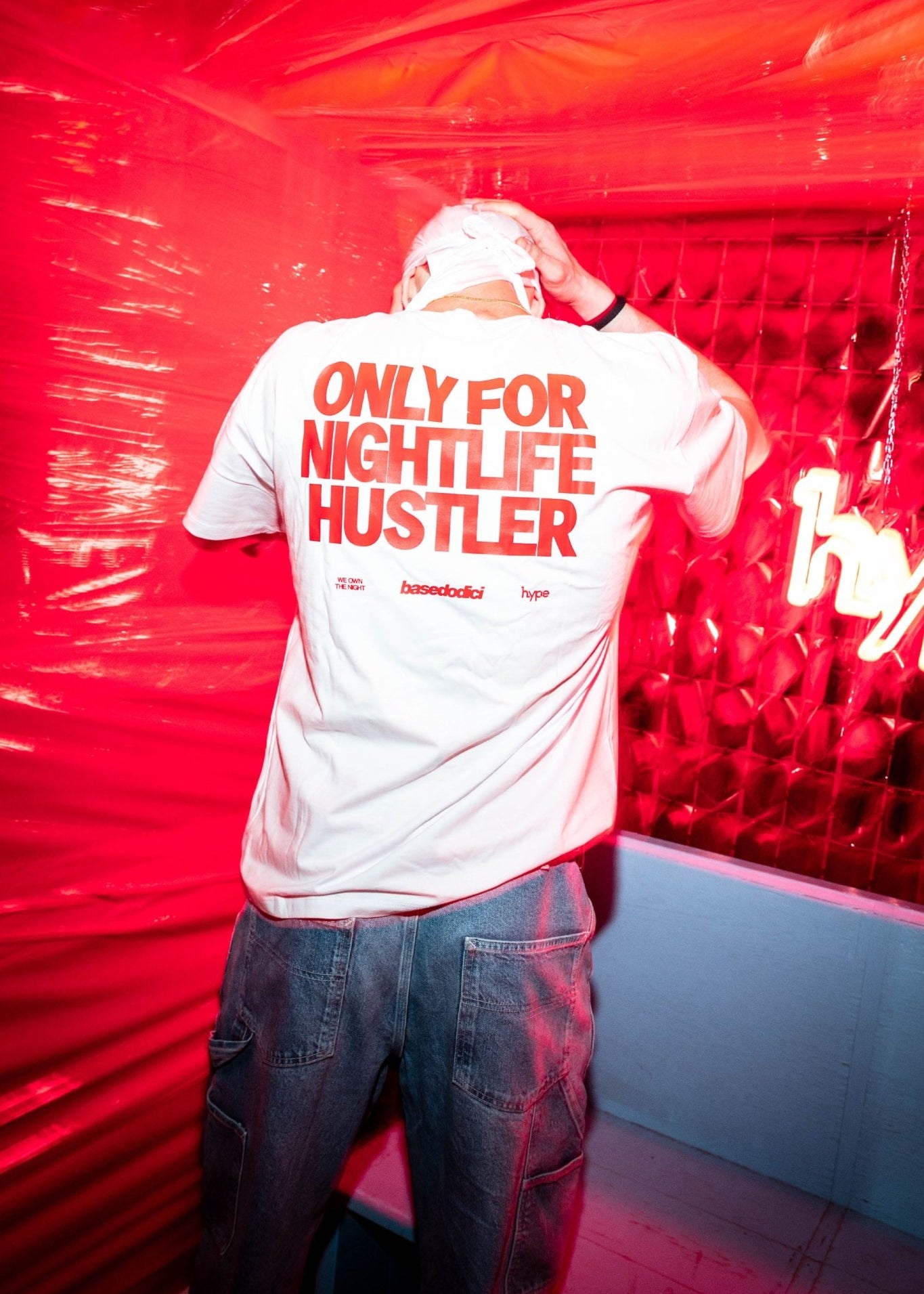 T-Shirt “BASEDODICIxHYPE” Nightlife White - BASEDODICI®