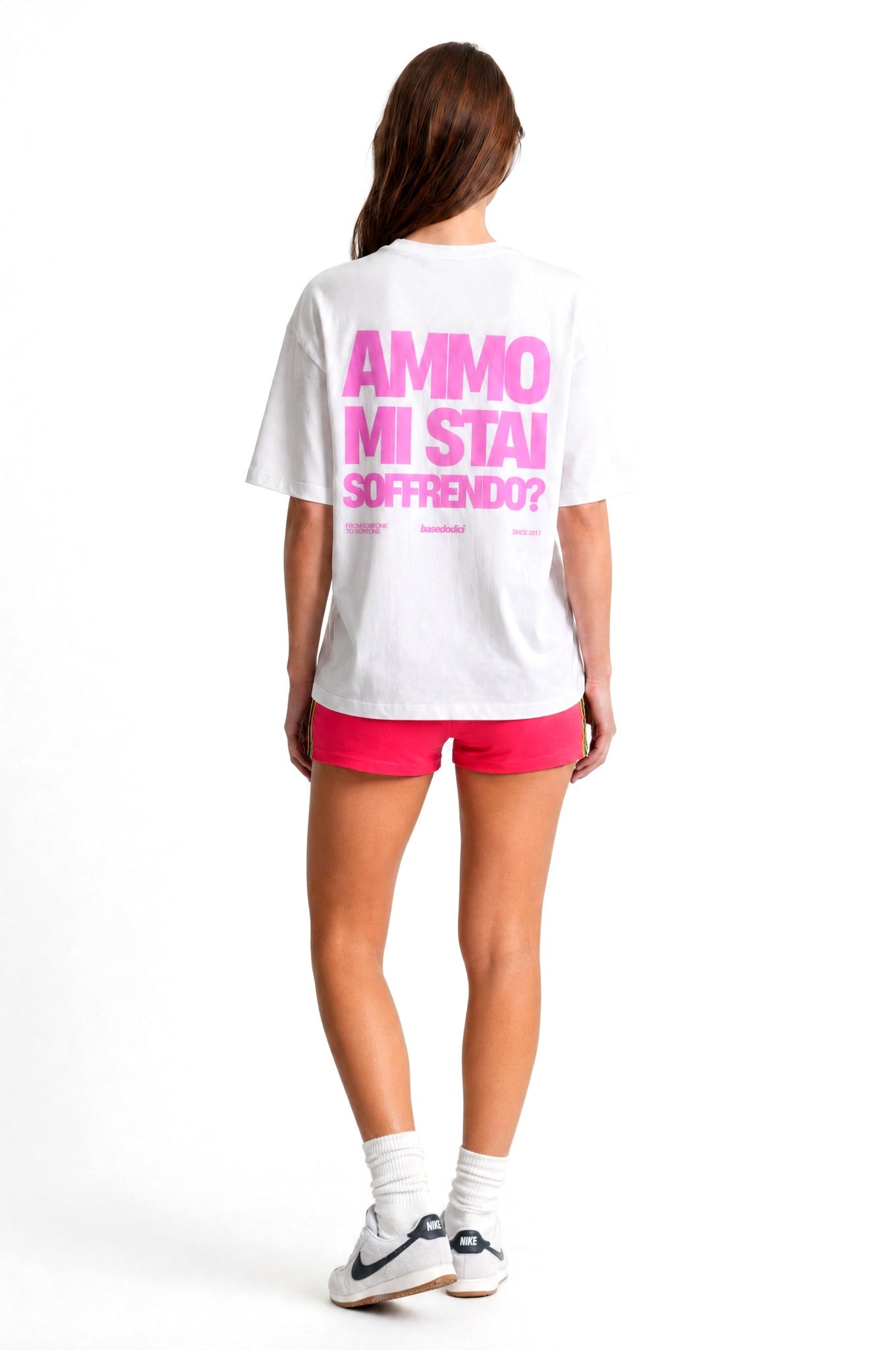 T-Shirt "COPY&PASTE" MiStaiSoffrendo White/Pink - BASEDODICI®
