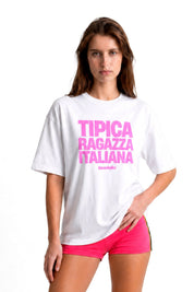 T-Shirt "COPY&PASTE" RagazzaItaliana White/Pink - BASEDODICI®