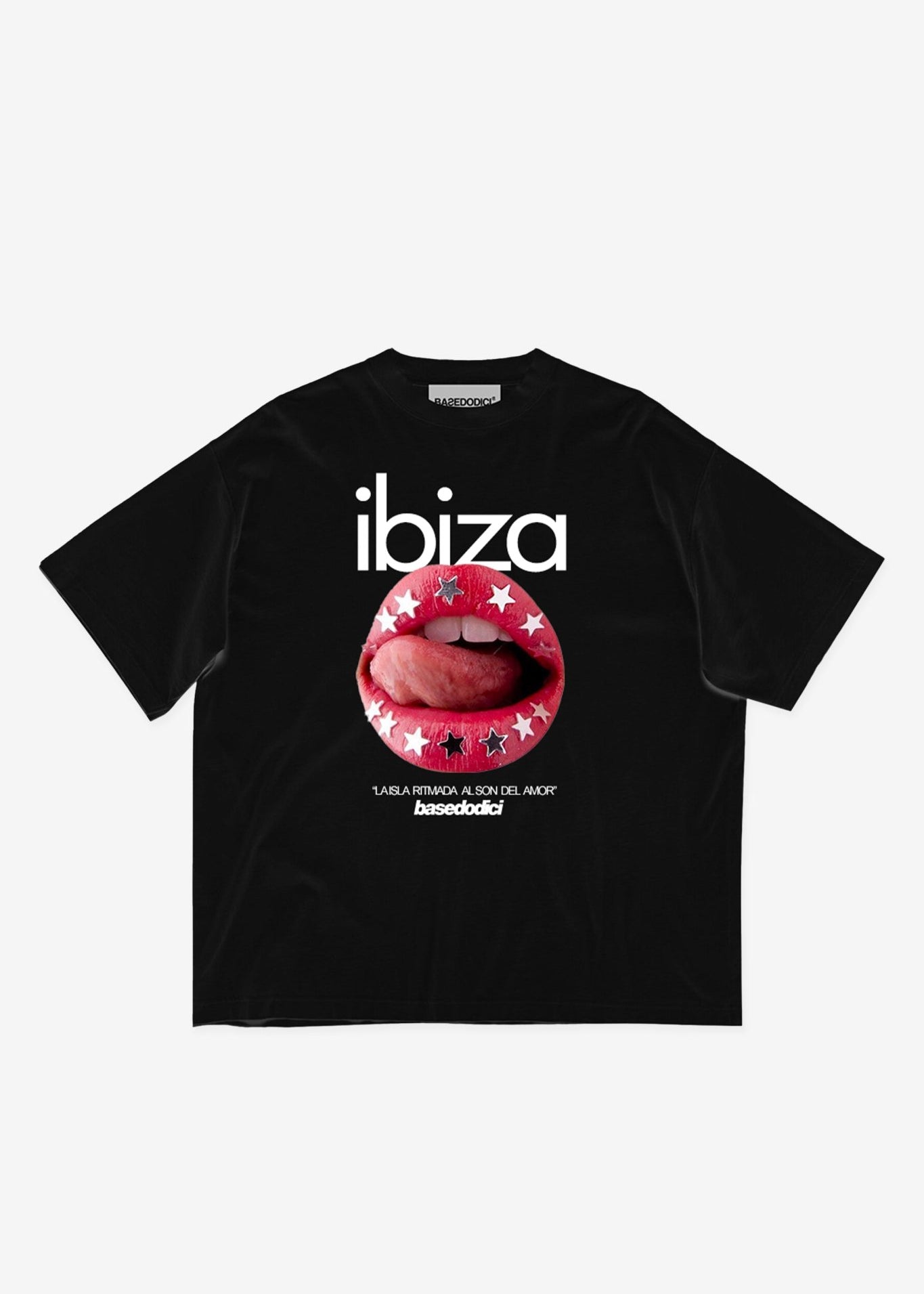 T-Shirt "IBIZA" Lips Black - BASEDODICI®
