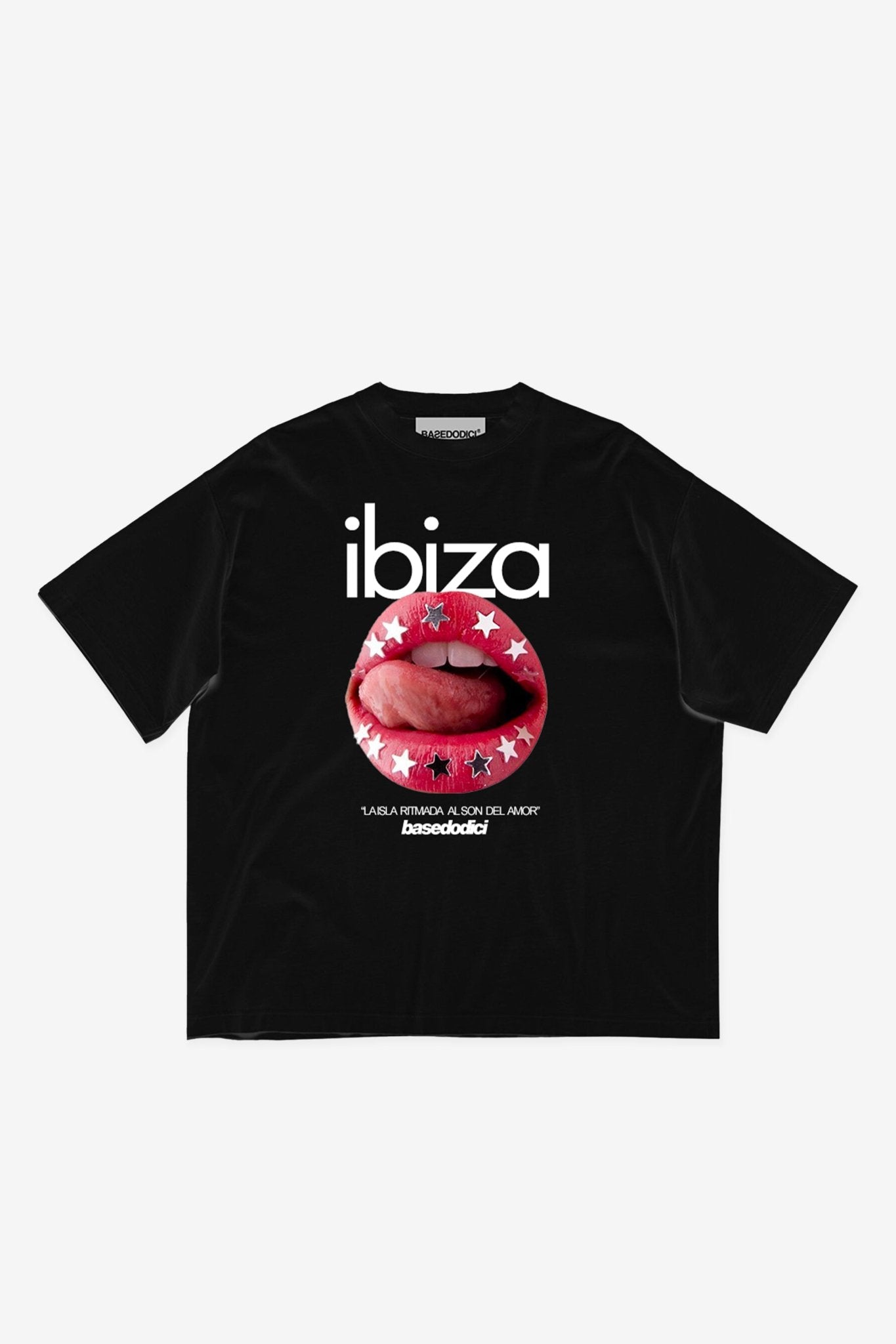 T-Shirt "IBIZA" Lips Black - BASEDODICI®