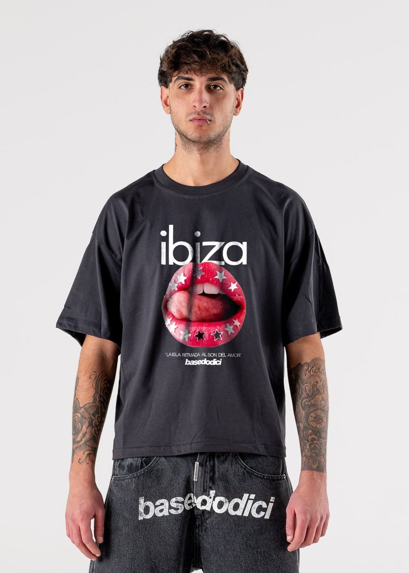 T-Shirt "IBIZA" Lips Black - BASEDODICI®