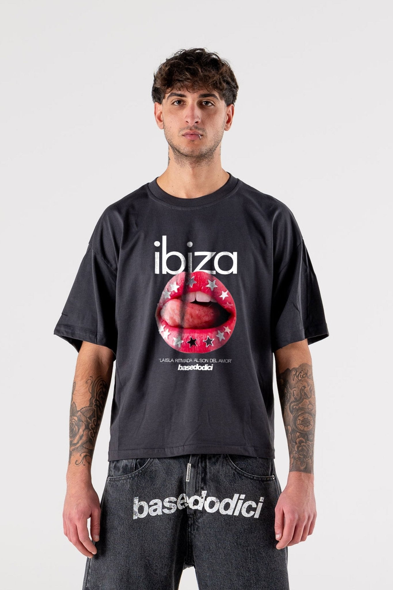 T-Shirt "IBIZA" Lips Black - BASEDODICI®