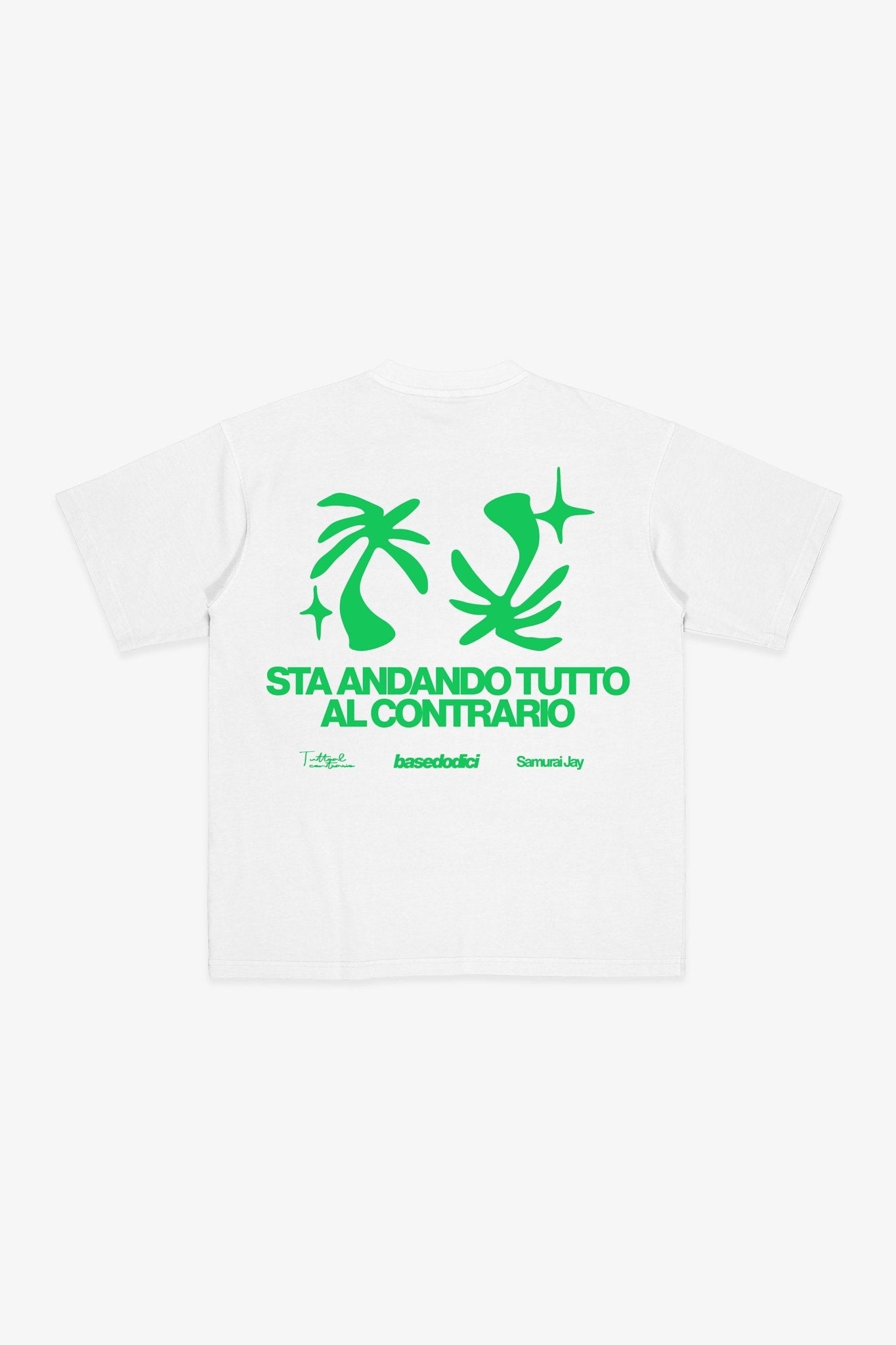 T-Shirt "SAMURAIJAYxBASEDODICI" TuttoSbagliato White/Green - BASEDODICI®