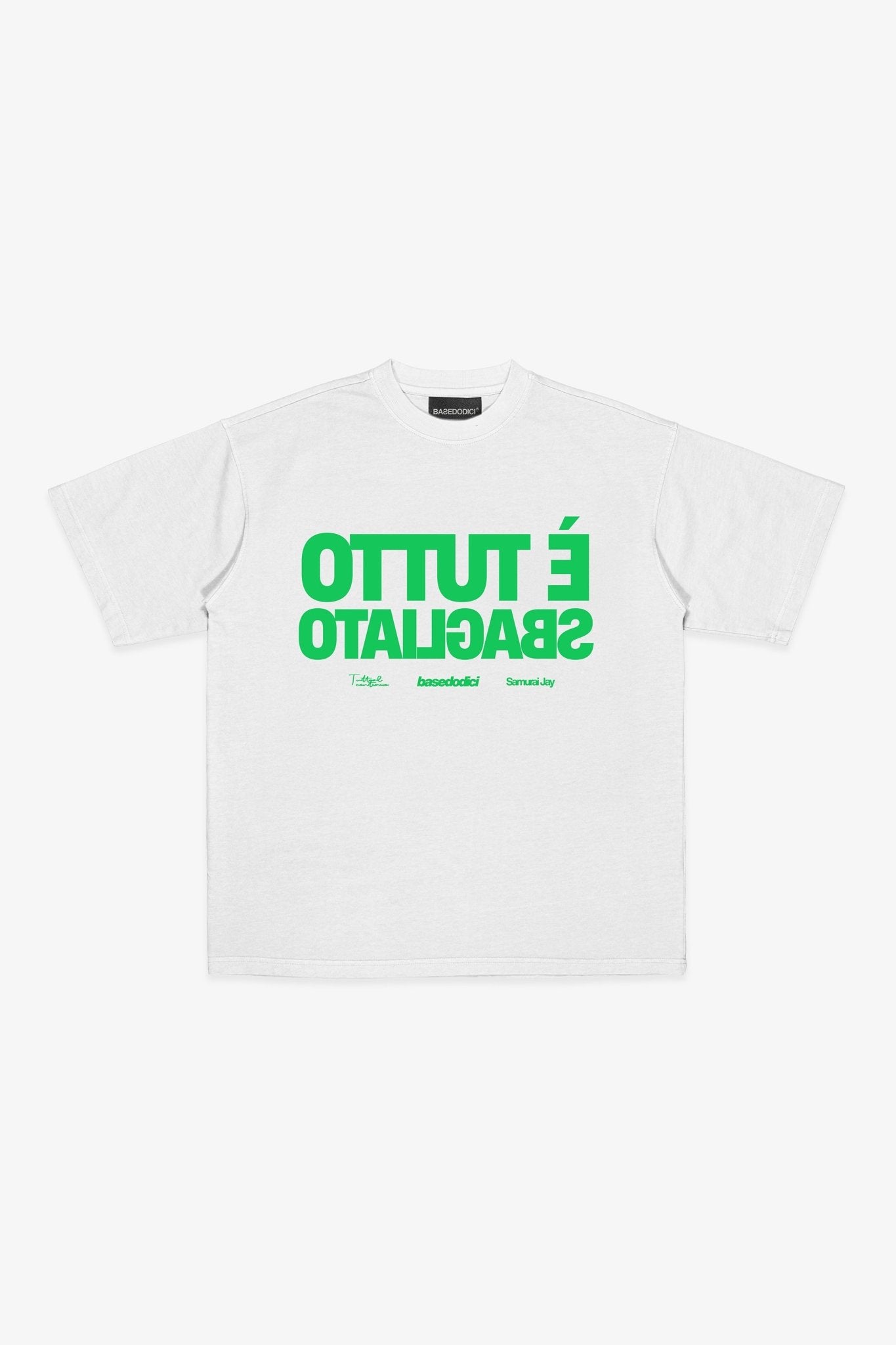 T-Shirt "SAMURAIJAYxBASEDODICI" TuttoSbagliato White/Green - BASEDODICI®