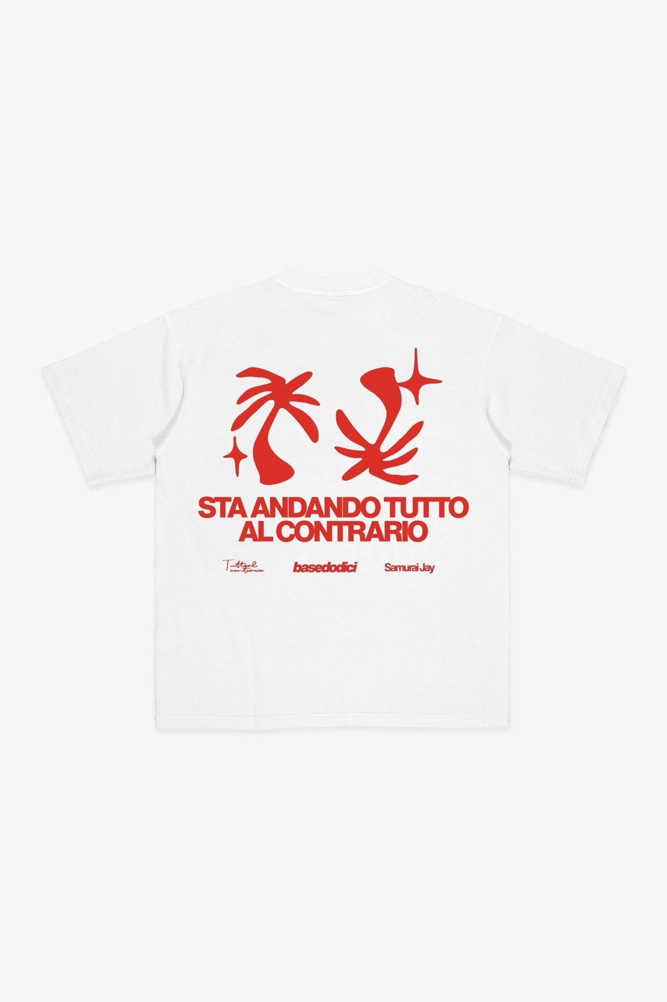 T-Shirt "SAMURAIJAYxBASEDODICI" TuttoSbagliato White/Red - BASEDODICI®
