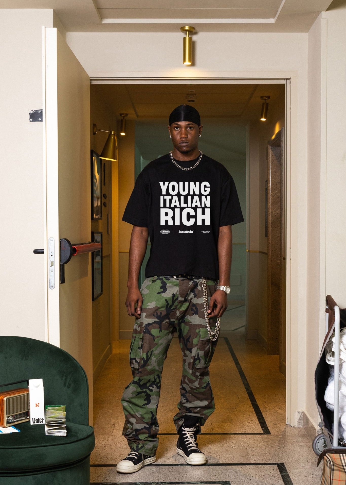 T-Shirt "WORLD TOUR" Italian Rich Black - BASEDODICI®