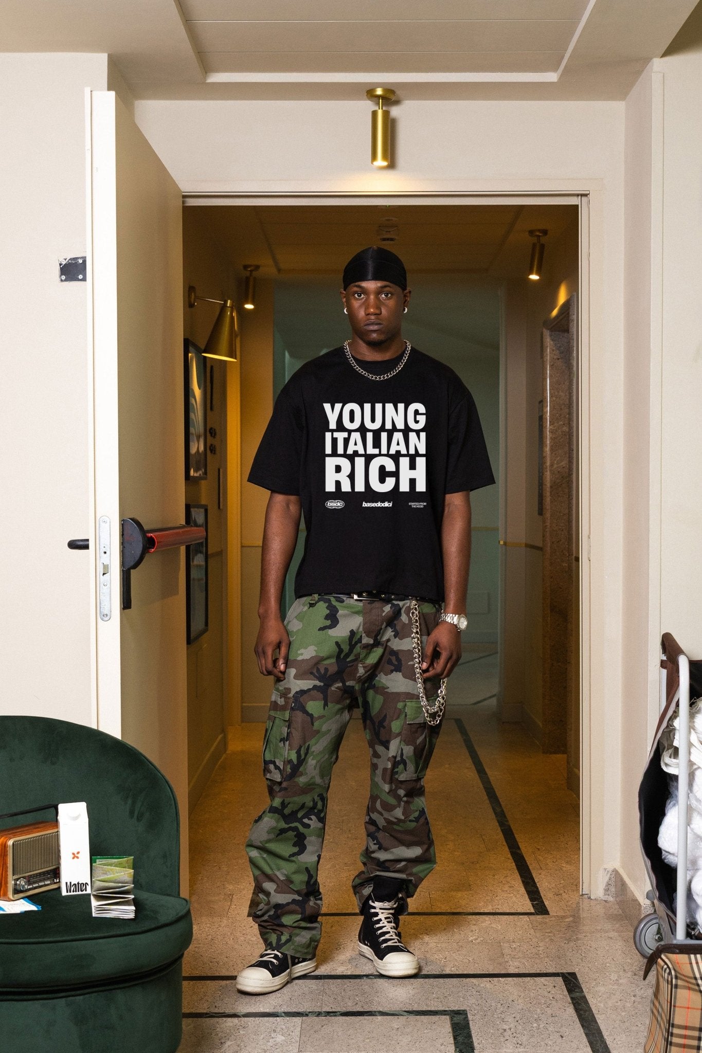 T-Shirt "WORLD TOUR" Italian Rich Black - BASEDODICI®