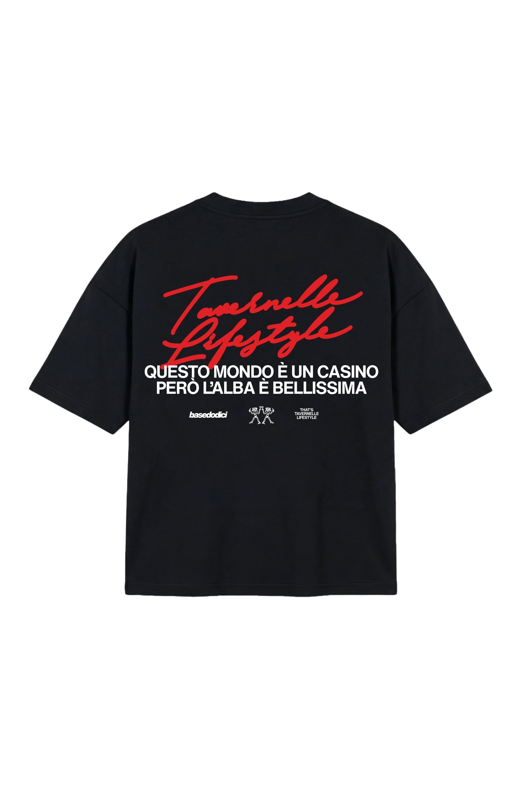 "TAVERNELLExBASEDODICI" Lifestyle Black T-Shirt
