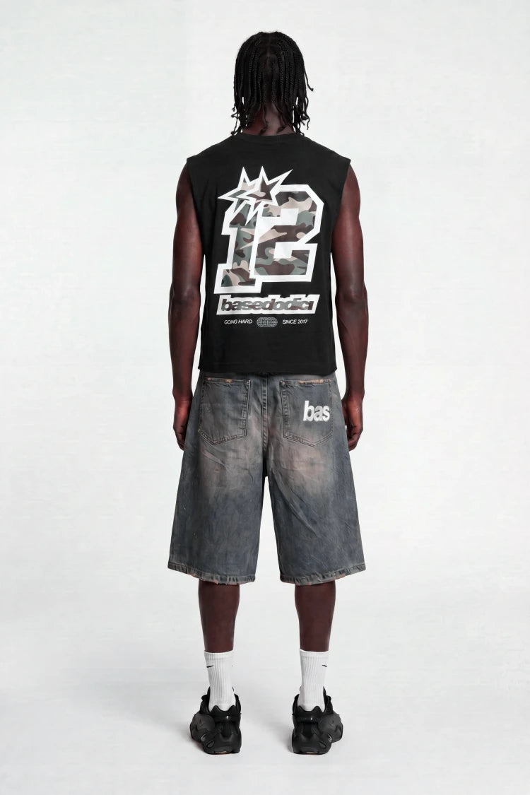 Tank "4PLAYERS" Back 12 Black/CamoBlue