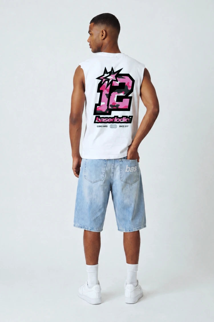 Tank "4PLAYERS" Back 12 White/CamoPink