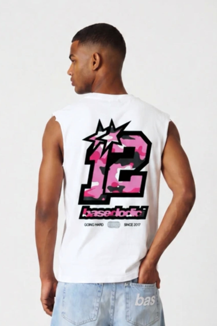 Tank "4PLAYERS" Back 12 White/CamoPink