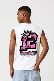 Tank "4PLAYERS" Back 12 White/CamoPink