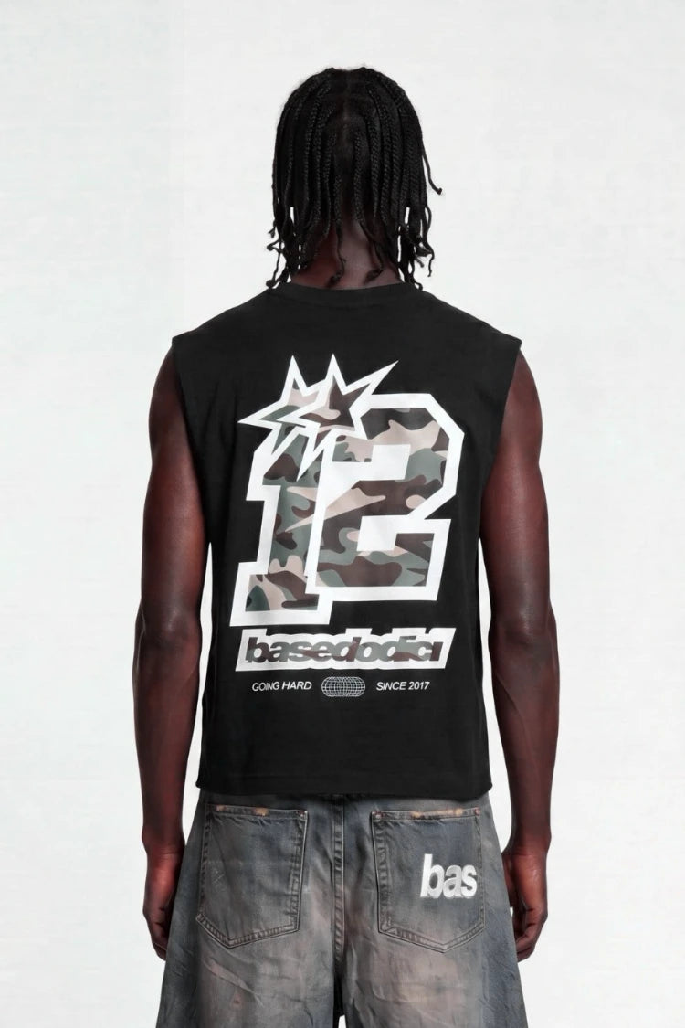 Tank "4PLAYERS" Back 12 Black/CamoBlue
